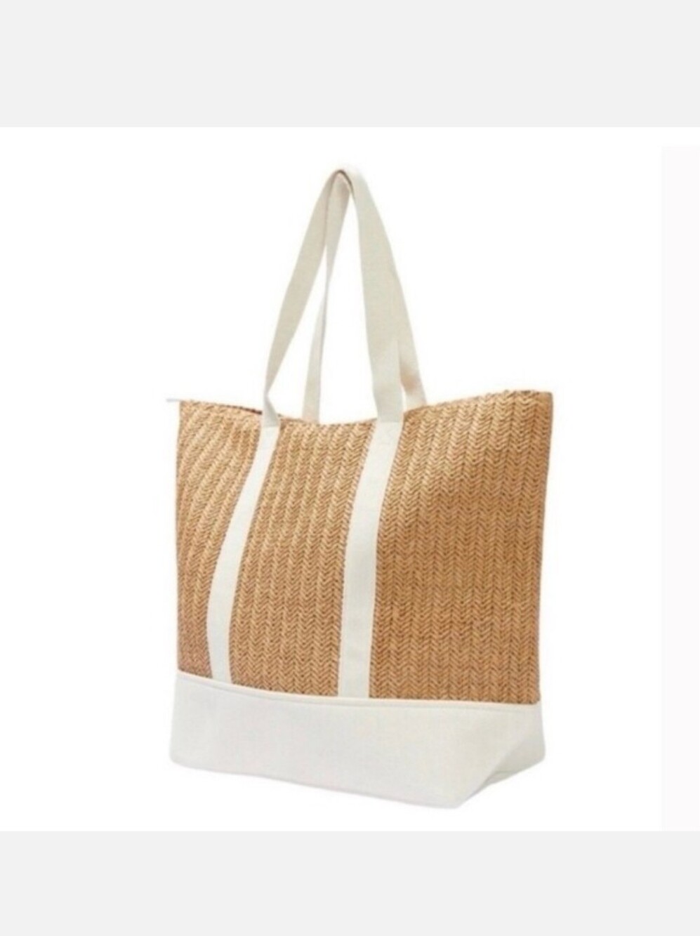 Show Me Your MuMu Sunseeker Tote Bag Natural/Ivory Large Zip Top Beach New